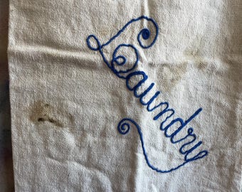 Vintage Laundry Bag, 1950s, Clothes Hamper, Sack