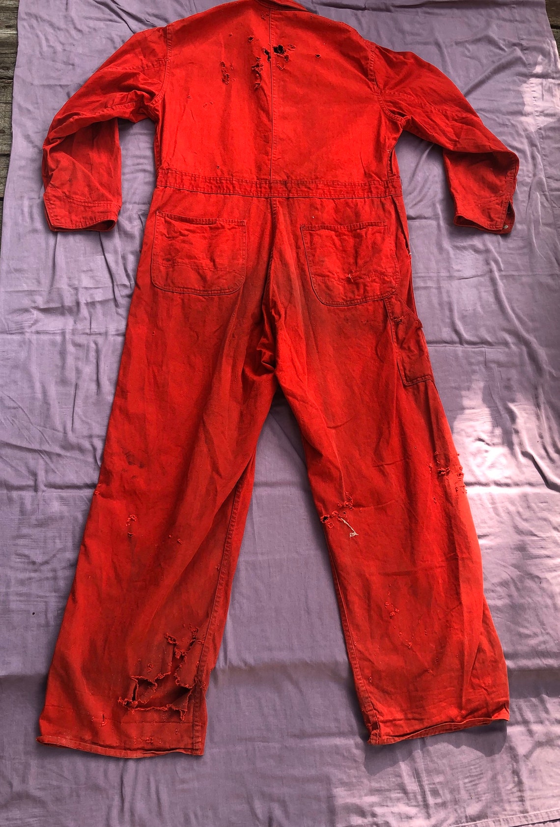 Vintage Work Wear Mechanic Coveralls Red Denim Union Made Etsy