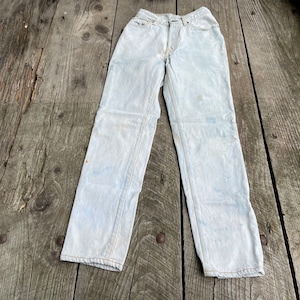 Vintage Levi 501 Red Tab, Button Fly, Straight Leg Light Wash Jeans, Size 23 x 28