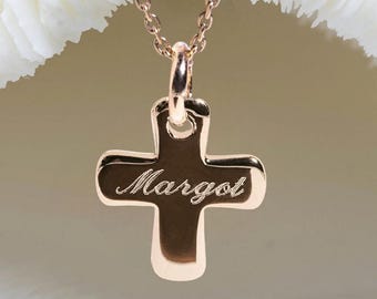 baptism gifts • gold plated cross with first name 15mm • baptism cross • cross necklace • baptism gifts • cross gifts • Cross baptism jewelry