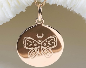 butterfly necklace • pendentif PAPILLON CÉLESTE 17mm • butterfly gifts • butterfly jewelry • butterfly amulet • celestial gifts necklace