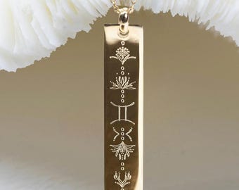 zodiac jewelry • Pendentif SIGNE ASTRO plaqué or 40x 8 mm • zodiac gift • zodiac necklace • zodiac pendant • zodiac charms • astrology gifts