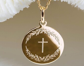 baptism baby • médaille de baptême croix 17mm • baptism gift • baptism jewelry • baptism necklace • cross necklace • christening gifts •