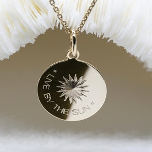 LIVE by the SUN • 17mm sun pendant • sun necklace • sun jewelry • celestial necklace • sun necklace • sun charm • sun and moon necklace