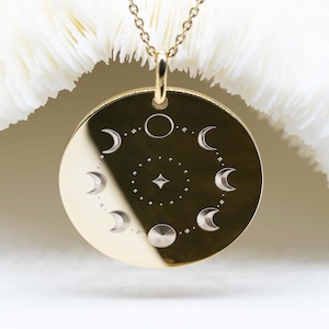 Moon Phases jewelry • MOON CYCLE pendant 26mm • sacred feminine jewelry • yoga necklace • moon phases necklace • moon cycle necklace