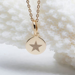 スターネックレス・STARチャームペンダント9mm・刻印できるメダル・スターチャーム・天星・月・太陽メダル・天体ネックレス