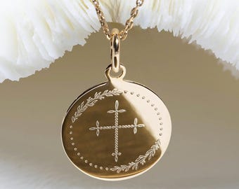 baptism cross • médaille baptême 17mm • birth gifts • baptism jewelry • cross gifts • baptism gifts • baby gifts • christian gifts