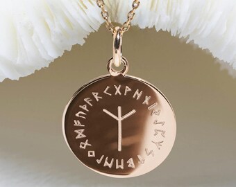 ALGIZ RUNE necklace • Rune Algiz pendant 17mm • Viking rune necklace • Algiz pendant • Futhark rune jewelry • viking rune charm