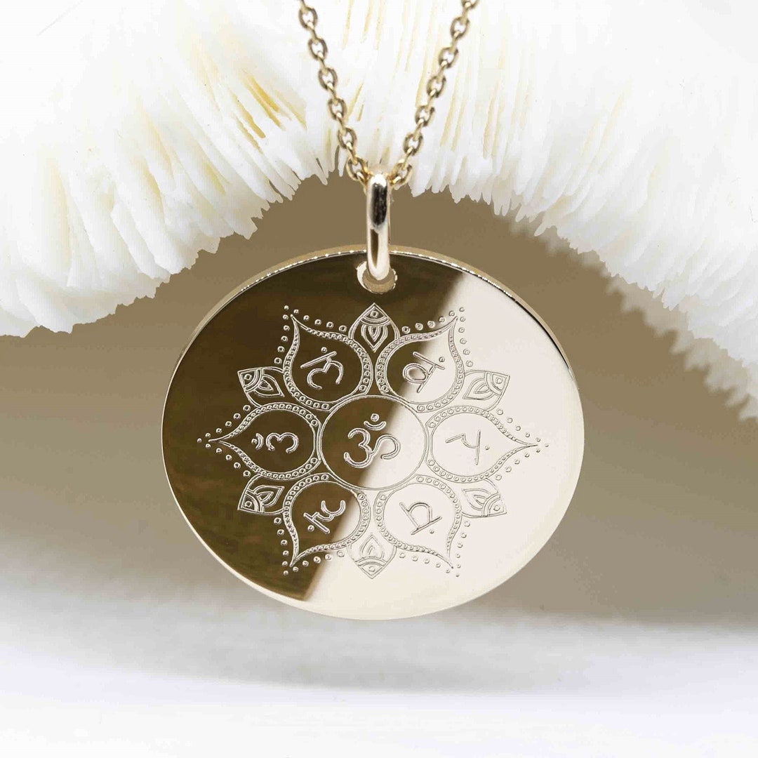 7 Chakras Necklace MANDALA 7 CHAKRAS Pendant 26mm Chakras Jewelry Women