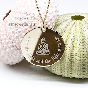 YOGA pendant with personalized MANTRA 26mm • yoga gifts for her • yoga pendant • yoga jewelry • Yoga gift for women . I am the light