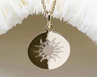 17mm sun pendant • Sun necklace • Celestial jewelry • Yoga necklace • Moon and sun necklace • Women's sun, moon, and star necklace