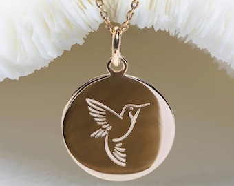 HUMMINGBIRD necklace • Pendentif COLIBRI 17mm • médaille oiseau colibri • hummingbird pendant necklace • collier colibri • birds necklace