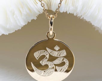 OM necklace • OM symbol pendant 17mm • Engraved medallion • OM symbol • yoga jewelry • OM pendant • OM jewelry • yoga gifts • yoga necklace
