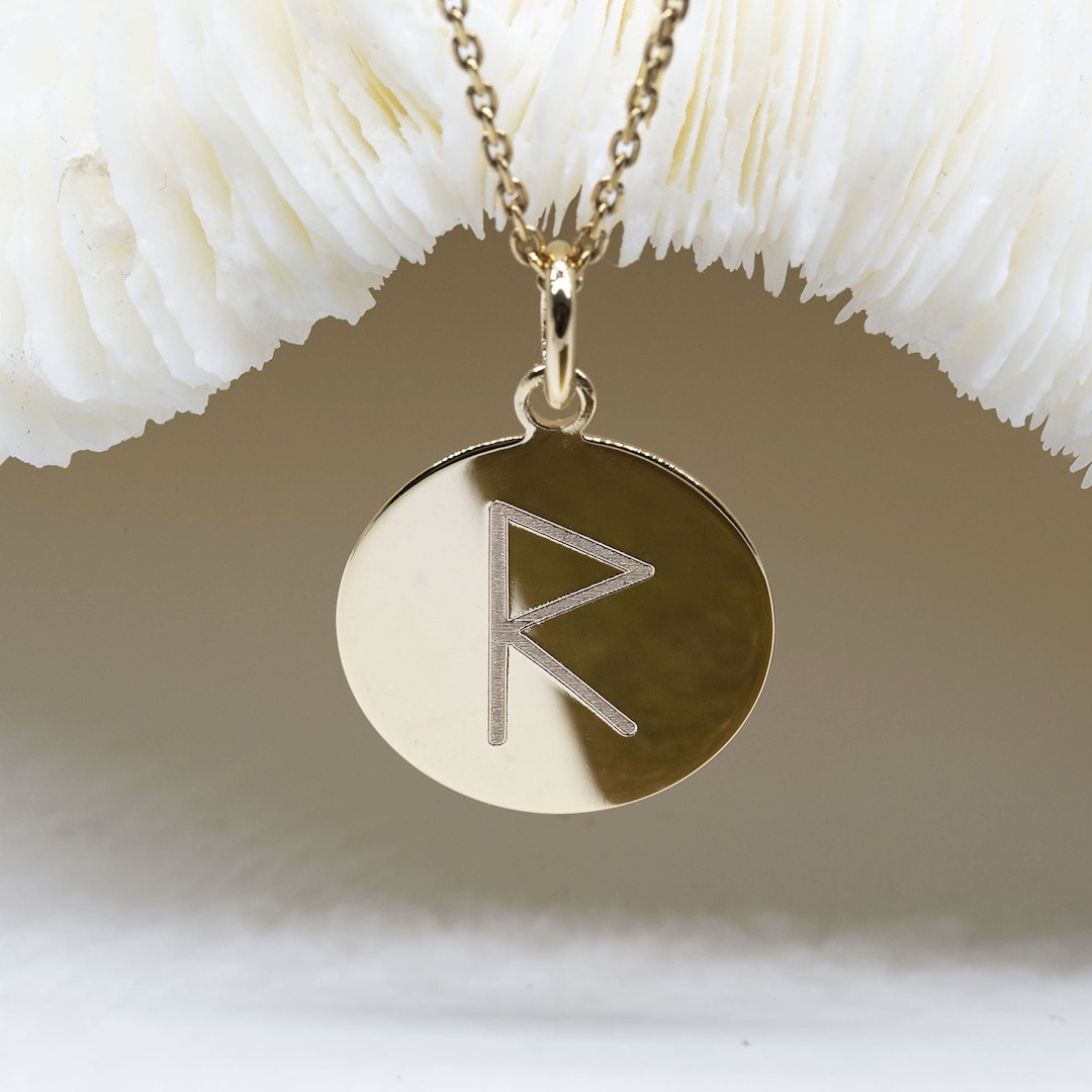 Viking Rune Brand Viking Runes • 17mm Gold Plated Rune Pendant • Runes Necklace • Runes ...