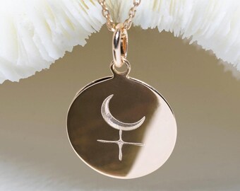 LILITH SYMBOL jewelry • Lilith symbol pendant 17mm • lilith pendant necklace • lilith symbol necklace • lunar astrology symbol necklace