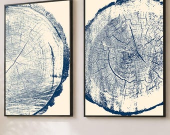 Set of 2 Wall Art Prints, Tree Ring Wall Art, Framed Canvas Art