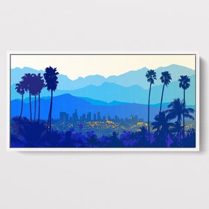 Framed Los Angeles Canvas Art, Large Canvas Art, LA Skyline, Panoramic Art Print, Modern Wall Decor