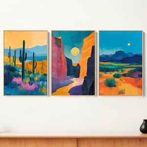 Southwestern Canvas Print Set: Desert Abstract Art, Framed Fine Art