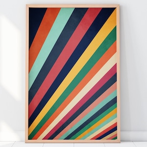 Colorful Geometric Art, Mid Century Modern Artwork, Framed Canvas Print, Bold Abstract Print, Large Modern Art Framed or Unframed