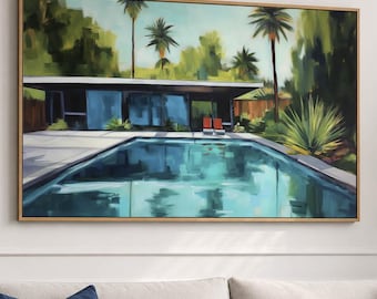 Mid Century Modern Swimming Pool Art Print: Framed Wall Decor
