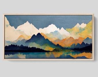 Abstract Mountain Wall Art: Panoramic Landscape Print, Modern Canvas Art
