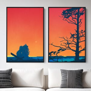 Ocean Sunset Wall Art Set - Framed Art Prints, Landscape Art, Canvas Prints Framed, Nature Wall Art 36x48