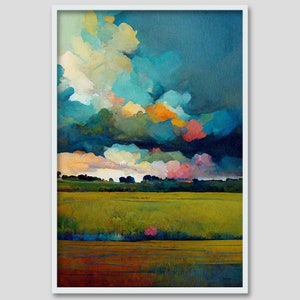 Texas Landscape Canvas Print: Modern Farmhouse Watercolor Art (40x60)