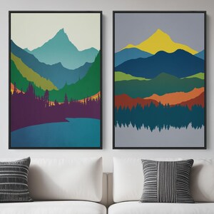 Set di quadri su tela incorniciati in stile Mid-Century Modern.