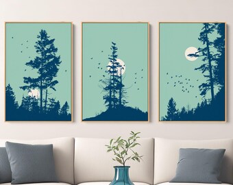 Set of 3 Wall Art, Scandinavian Wall Art, Framed Wall Decor