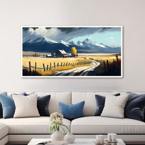 Wyoming Landscape Canvas Wall Art, Framed Wall Art, Large Wall Decor, Panoramic Mountain Art