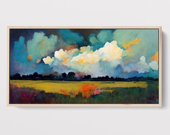 Large Canvas Wall Art, Prairie Landscape Painting, Large Canvas Print Framed, Artwork for Walls
