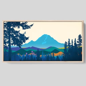 Mount Rainier Art Print Framed, Pacific Northwest Art, Landscape Painting, Large Canvas Art