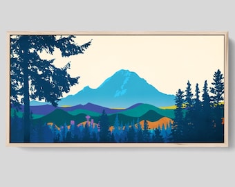 Mount Rainier Art Print Framed, Pacific Northwest Art, Landscape Painting, Large Canvas Art