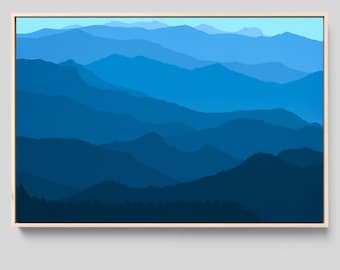 Blue Ridge Mountains Canvas Print, Mountain Wall Art Framed, Mountain Print, Misty Mountains, Blue Wall Art, Nature Wall Decor, Extra Large
