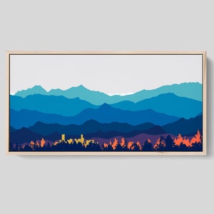 Denver Canvas Wall Art, Colorado Wall Art Framed, Mountain Print, Panoramic Painting, Extra Large Print, Modern Abstract Art