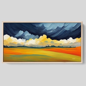 Framed Abstract Landscape Canvas Print: Modern Nature Wall Art