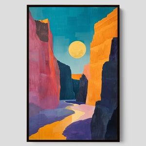 Southwestern Wall Art, Desert Art, Abstract Wall Art, Cactus Wall Art, Mid-Century Modern Canvas Art