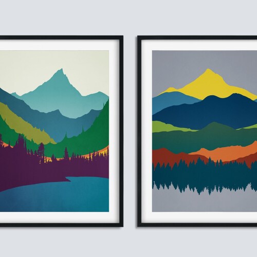Mountains Wall Art Mountain Print Nordic Wall Art Decor Etsy