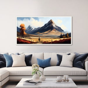 Montana Large Canvas Art, Framed Wall Art, Cowboy Wall Decor, Panoramic Mountain Print, Modern Landscape Art, Original Art
