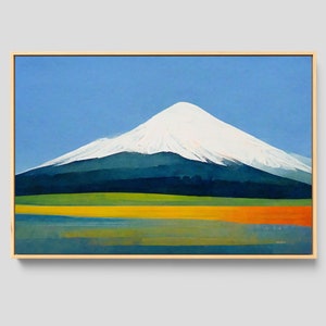 Minimalist Abstract Landscape Print, Mountain Art Print, Large Canvas Art, Nature Wall Art Framed, Mt Fuji Art Print, Modern Wall Decor