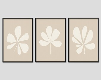 Abstract Floral Print Set: Neutral Botanical Art, Modern Farmhouse Decor