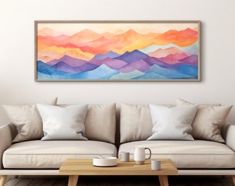 Modern Wall Art Watercolor Painting, Framed Canvas Print, Minimalist Wall Decor, Framed Wall Art, Panoramic Art Print