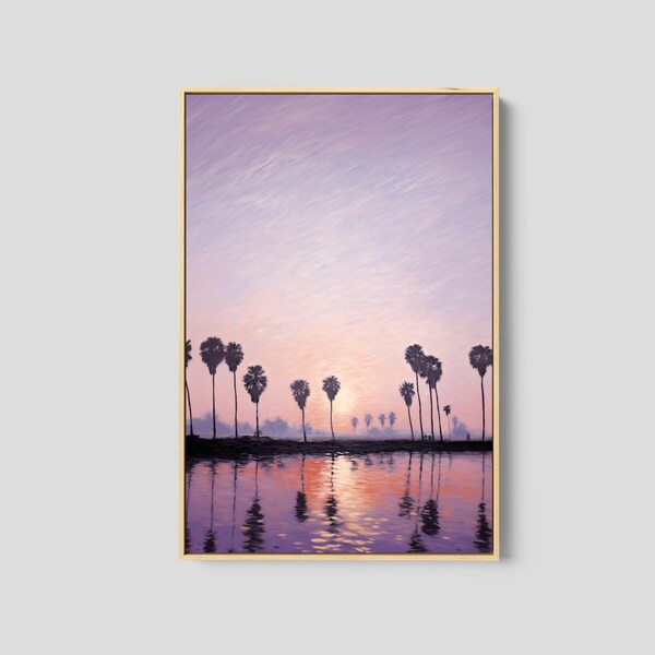 LA Palms Modern Art Print, Frame Canvas Print, Tropical Artwork, Extra Large Canvas Art