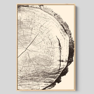 Tree Ring Wall Art - Framed Canvas Art, Minimalist Art, Woodcut Print, Tree Art, Large Wall Art