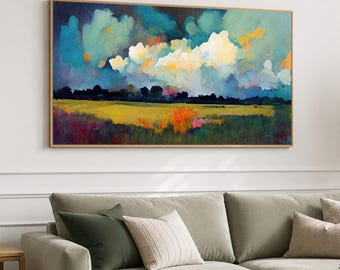 Arte mural de Texas, arte de paisajes coloridos, arte para la pared de la sala de estar, impresión en lienzo enmarcada