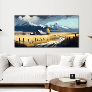 Wyoming Canvas Art, Mountain Artwork, Western Canvas Wall Art, Framed Wall Decor, Landscape Painting