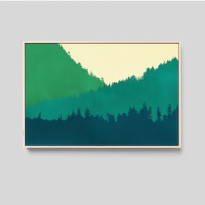 Green Forest Art Print, Minimalist Nature Wall Decor, Green Room Decor, Extra Large Print, Forest Painting, Framed Canvas Print