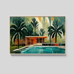 Arte de pared moderno de mediados de siglo, impresión de casa de mediados de siglo, era Eames, impresión de arte retro, decoración de pared de lienzo