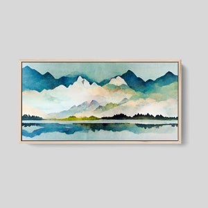 Large Wall Art Mountain Print, Abstract Artwork Canvas Wall Art, Large Wall Art Framed, Watercolor Painting