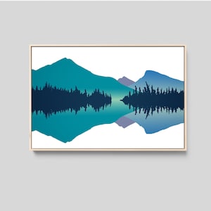 Lake Reflection Wall Art, Minimalist Landscape Print, Scandinavian Art, Nature Wall Decor, Wood Framed Wall Decor, Large Print or Canvas